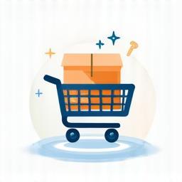 Icône de e-commerce fulfillment avec un panier et une boîte